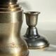 Industrial candle holders steel and silver bronze vintage