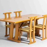 Geometrical dining table in oak, Italy 1980s