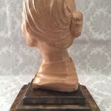 Bust in raw earth of atelier bust face of woman signed j.c.g.