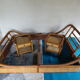 Double rattan bed and his pair of bedsides