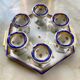 Blue and gold sweet egg set in Limoges porcelain, France, 1928