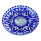 Bohemian crystal glass bowl - cobalt blue  hand cut to clear engraved glass