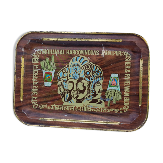 Plateau met-al publicitaire sher & pahelwan bidi vintage inde