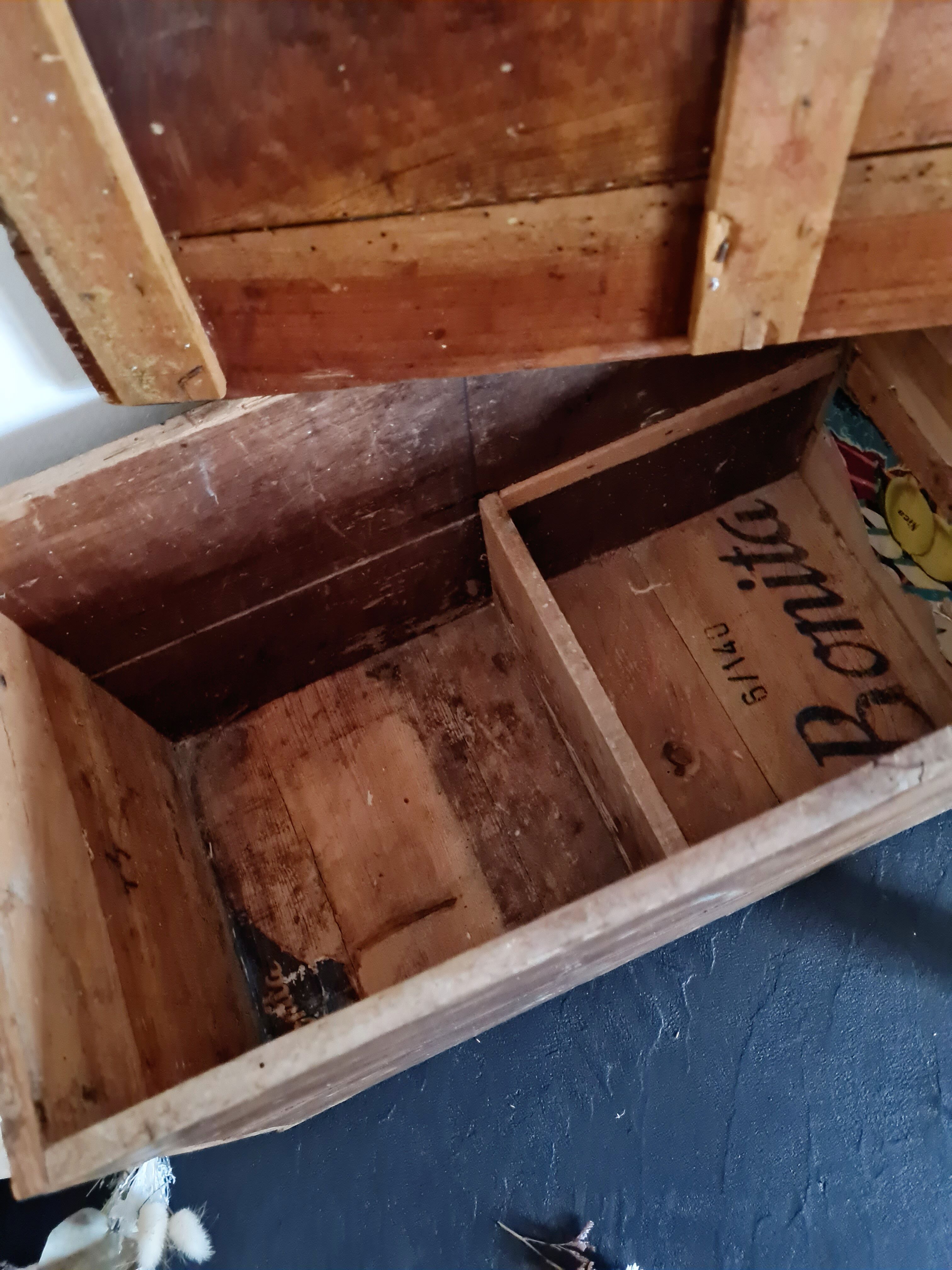 Compartmentalized old wooden chest
