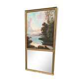 Ancien miroir avec peinture sur toile - 198x100cm