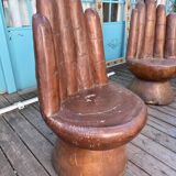Set of 6 wooden "hand" chairs