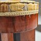 Art Deco stools in walnut and floral printed fabric, Italy.