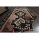 70's Brown Turkish Oushak Handmade Wool Geometric Motif Runner Rug 123x293