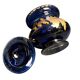 Antique covered pot or sugar bowl in blue and gold glass, early 20th century