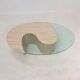Italian travertine and glass coffee table, 1980's