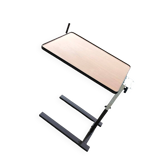 Extendable vintage desk from the 1960s, brown wood and metal structure, practical mid-century design.