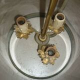 Antique glass and brass lantern pendant light, 3 lights