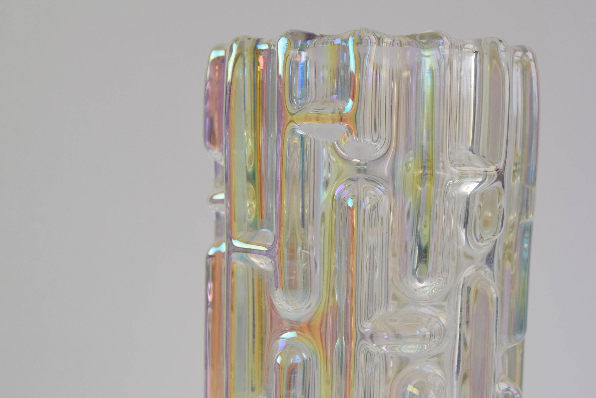 Original Frantisek Vizner Glass ´Maze´ Vase for sklo union Rosice 1960s