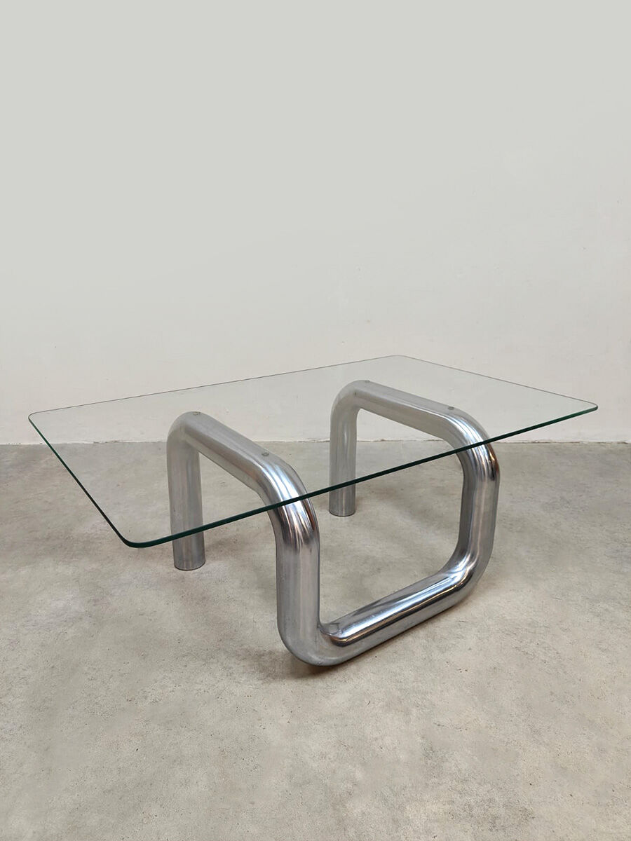 Vintage Italian design tube coffee table 1980