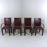 Chaises Arcadia en cuir Arper Italie années 1980, set de 4