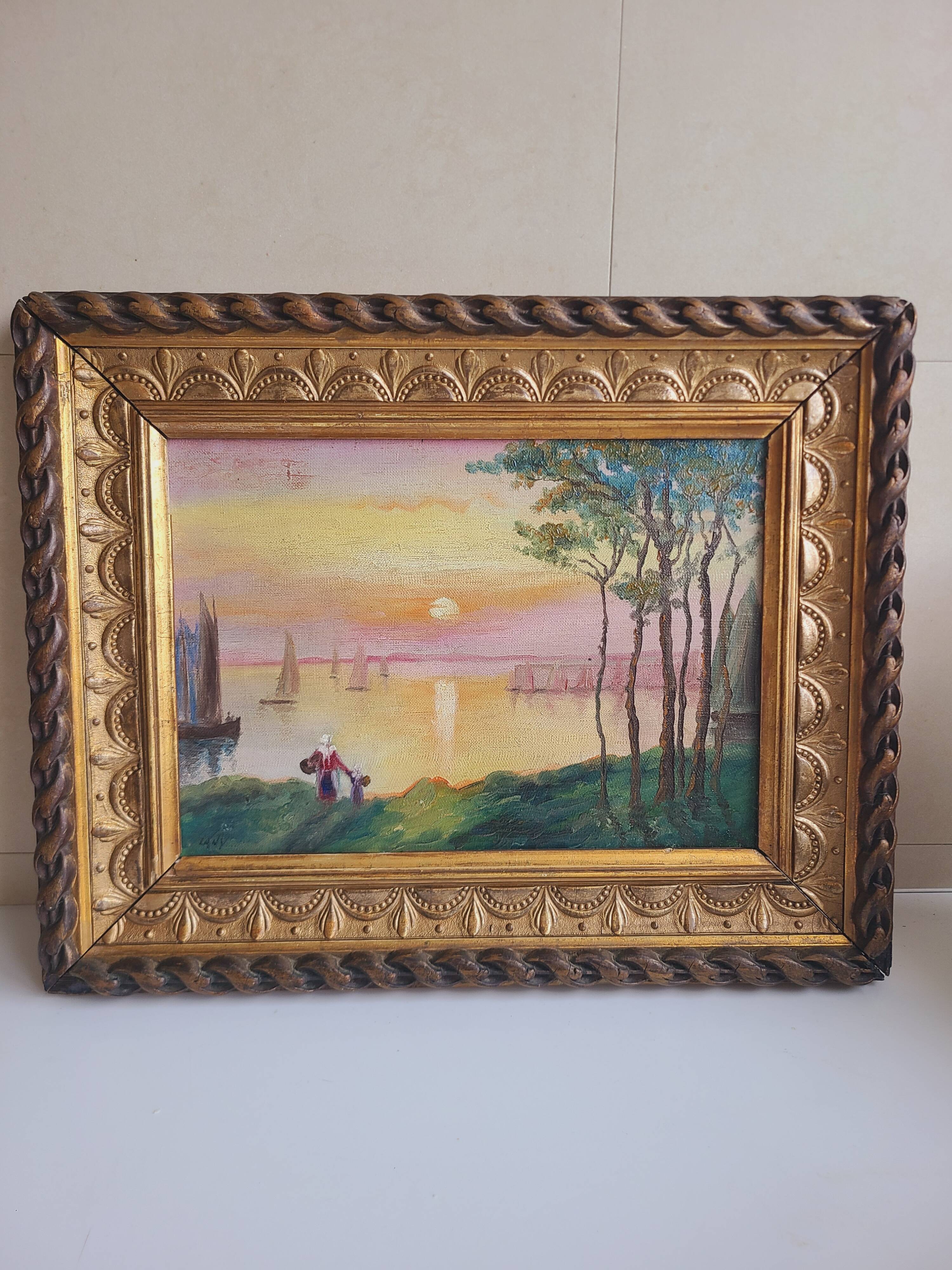 19th-century painting signed Lany. 46 x 37 cm.