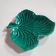 empty pocket cup leaf shape green ceramic slip, some chips on one edge