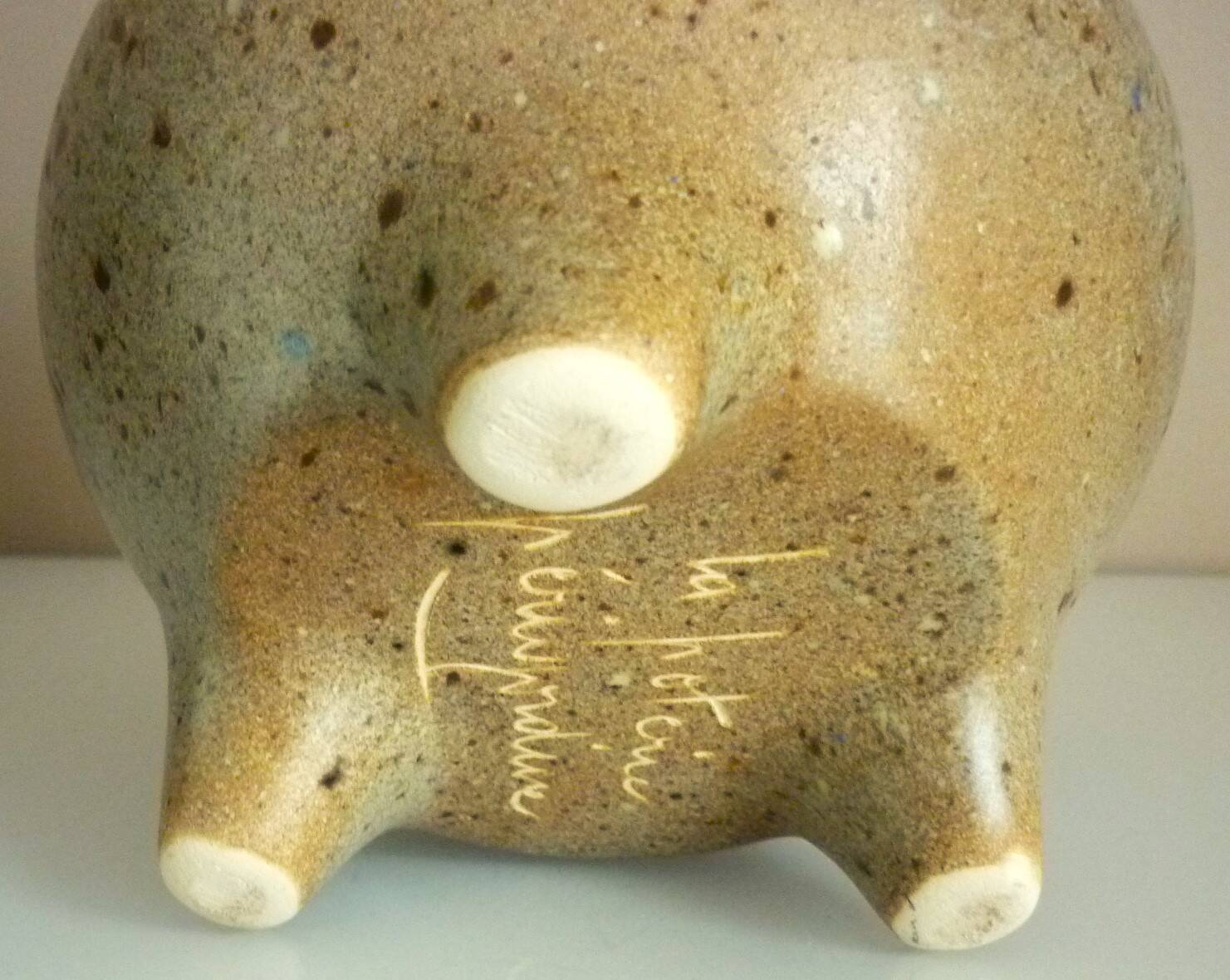 Tripod pitcher in glazed ceramic, signed Périgord pottery, 1950s/1960s