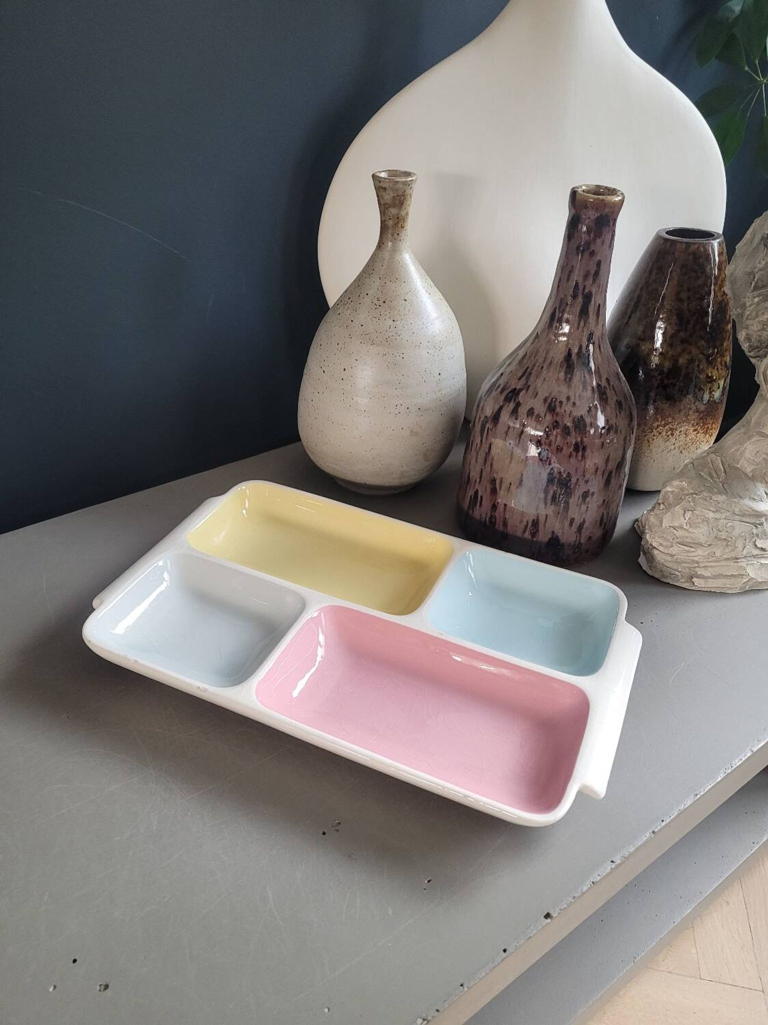 Plateau apéritif vintage en céramique