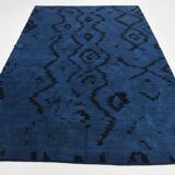 7x10 Navy Blue & Black Turkish Kilim Rug, 204x296Cm