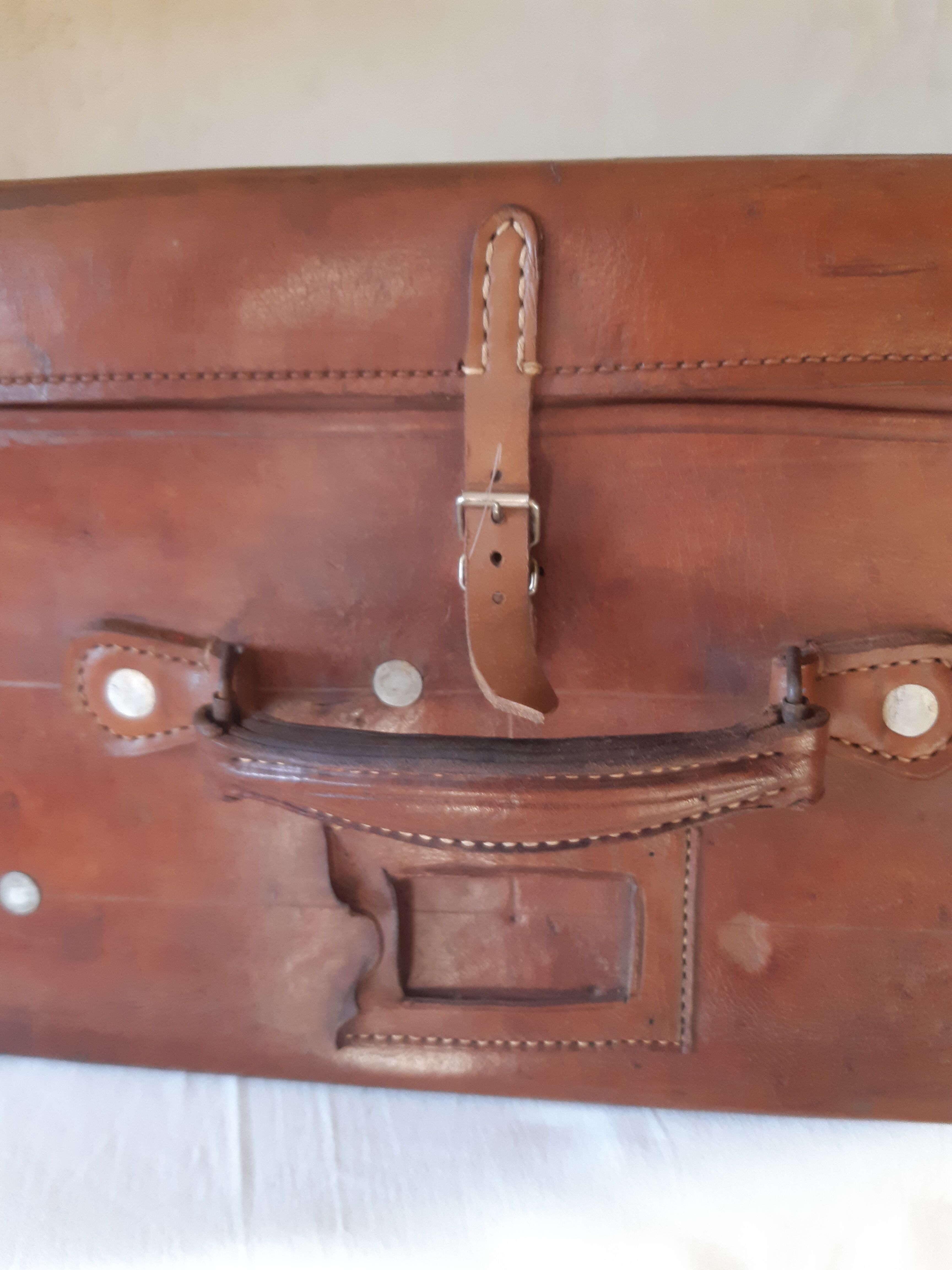 Large leather suitcase