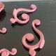 Pink enameled cast iron bathroom set