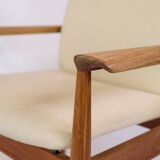Set Of 2 Diplomat Chairs Made In Teak & Light Wool Fabric By Finn Juhl From 1960s