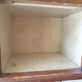 Louis XVI-style wooden veneer bedside table, marble top