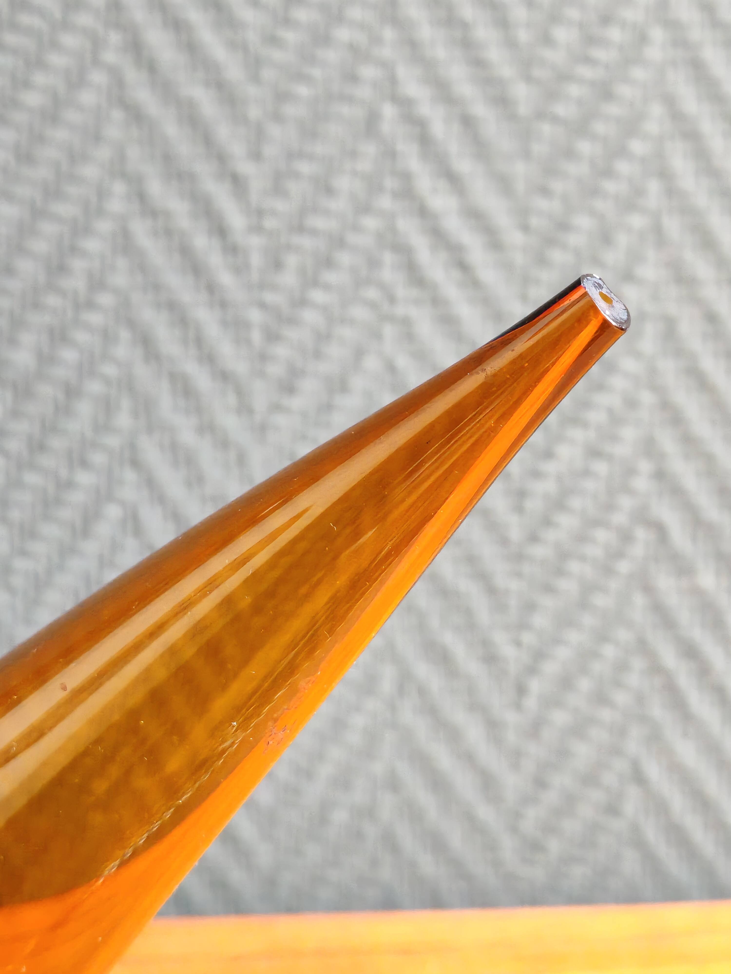 Vintage Amber Glass Wine Carafe - Artisan Decanter in Porron Style