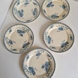 Set of 5 Flat Plates Sarreguemines Model Royat