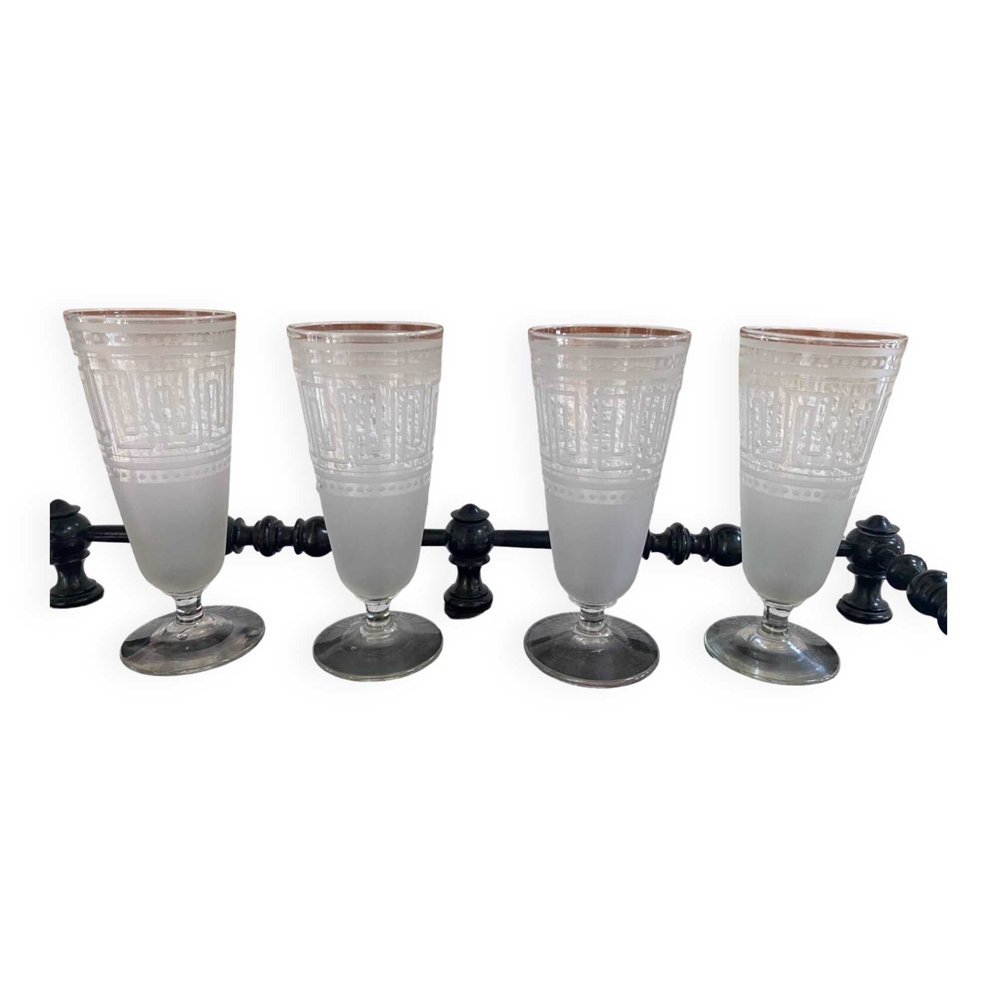 Lot de 4 verres anciens gravés Art Déco