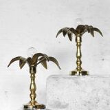 Paire de lampes en laiton massif de style Hollywood Regency belge des années 1970
