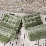 Paire de chauffeuse velour vintage 1970"