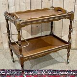 Trolley on wheels and its tray, work from the 1960s in beech