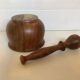 Mortar and wooden pestle