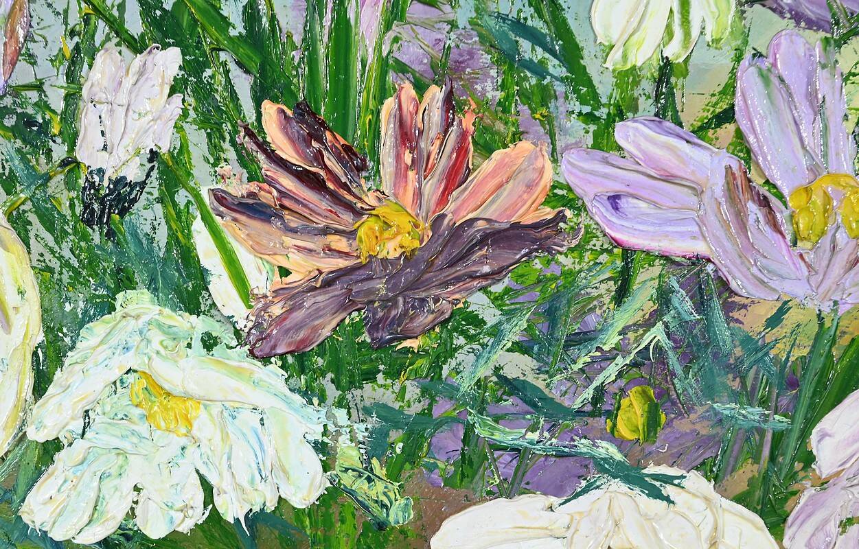 Oil on Panel “Wild Flowers” by I. Kitter Ferrus – Mid 20th Century