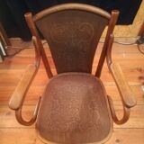 Thonet armchair in curved wood and stylized patterns