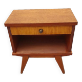 Wooden bedside table, compass legs, 1950