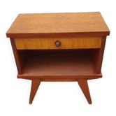 Wooden bedside table, compass legs, 1950
