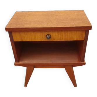 Table de chevet en bois, pieds compas, 1950