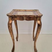 Table d'appoint en bois doré florentin italien du milieu du siècle avec peinture à la main F