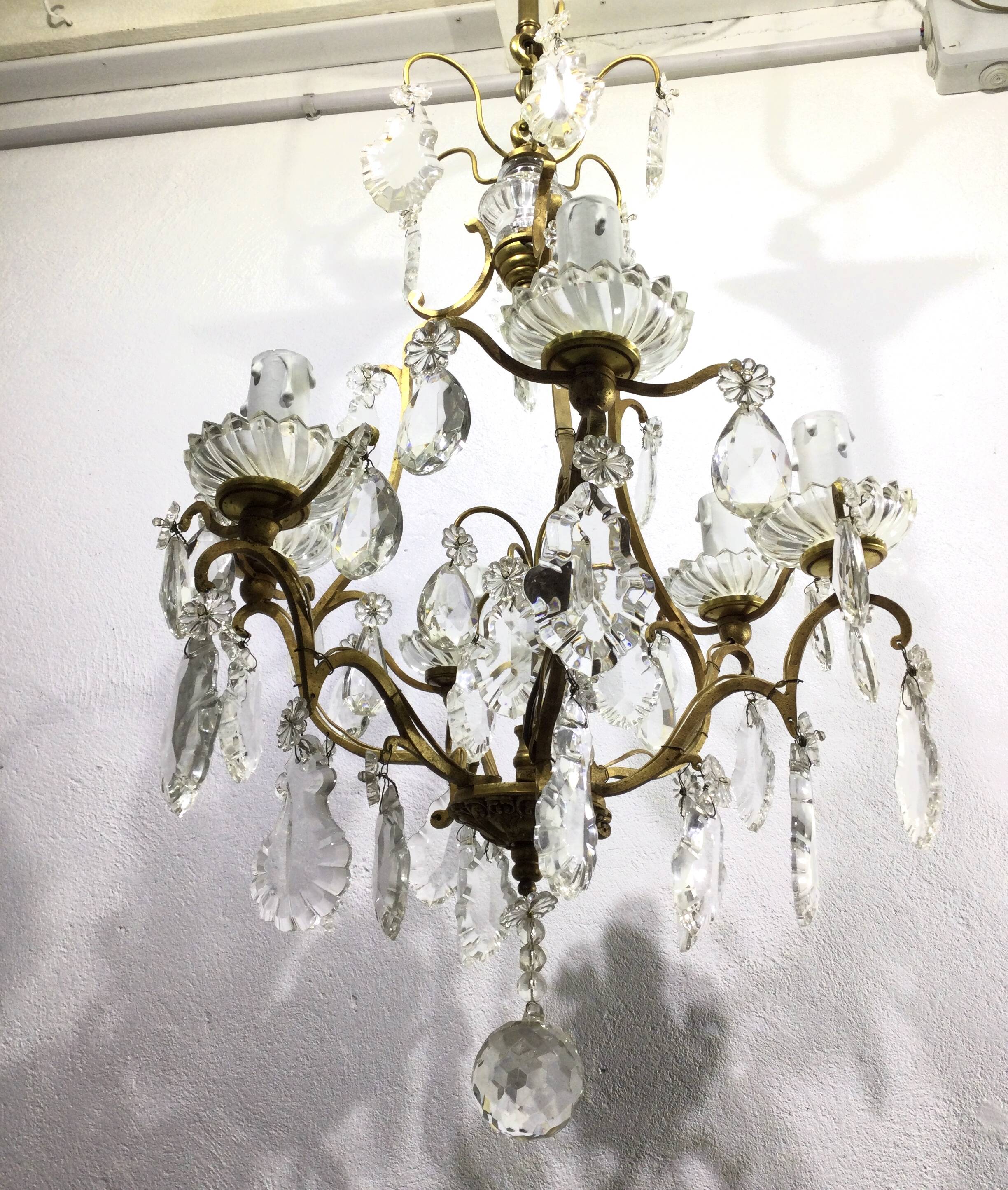 Cage Chandelier 6 Lights Bronze And Crystal