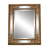 Grand miroir italien doré en bois à verre biseauté