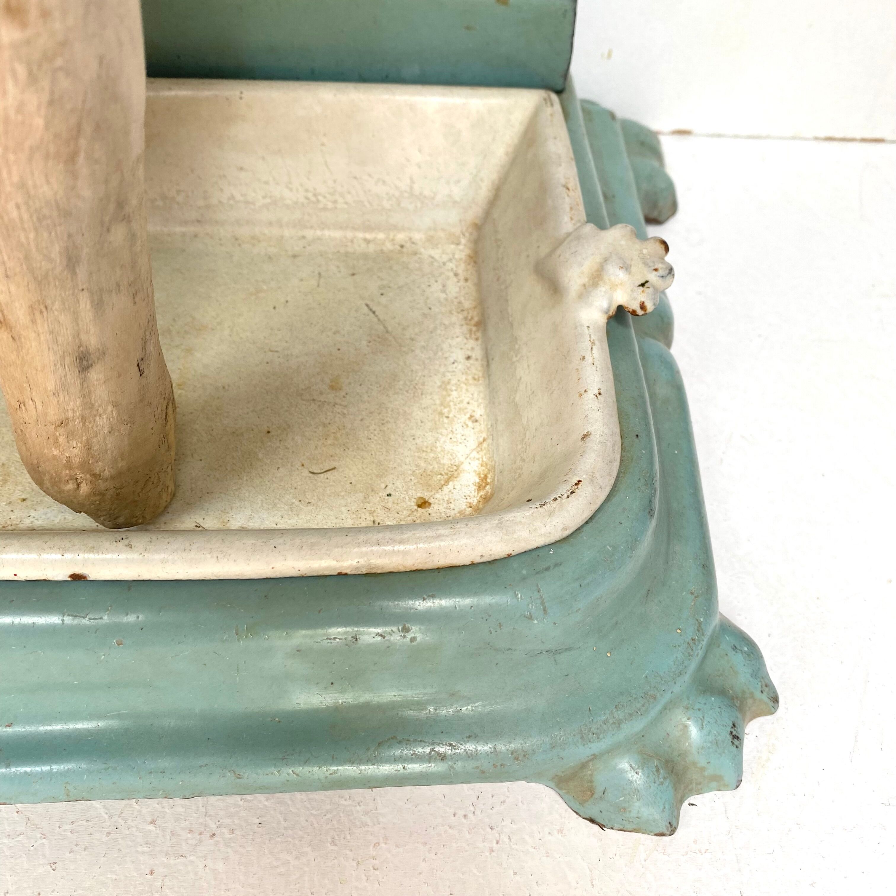 Enameled cast iron umbrella stand from the early 20th century