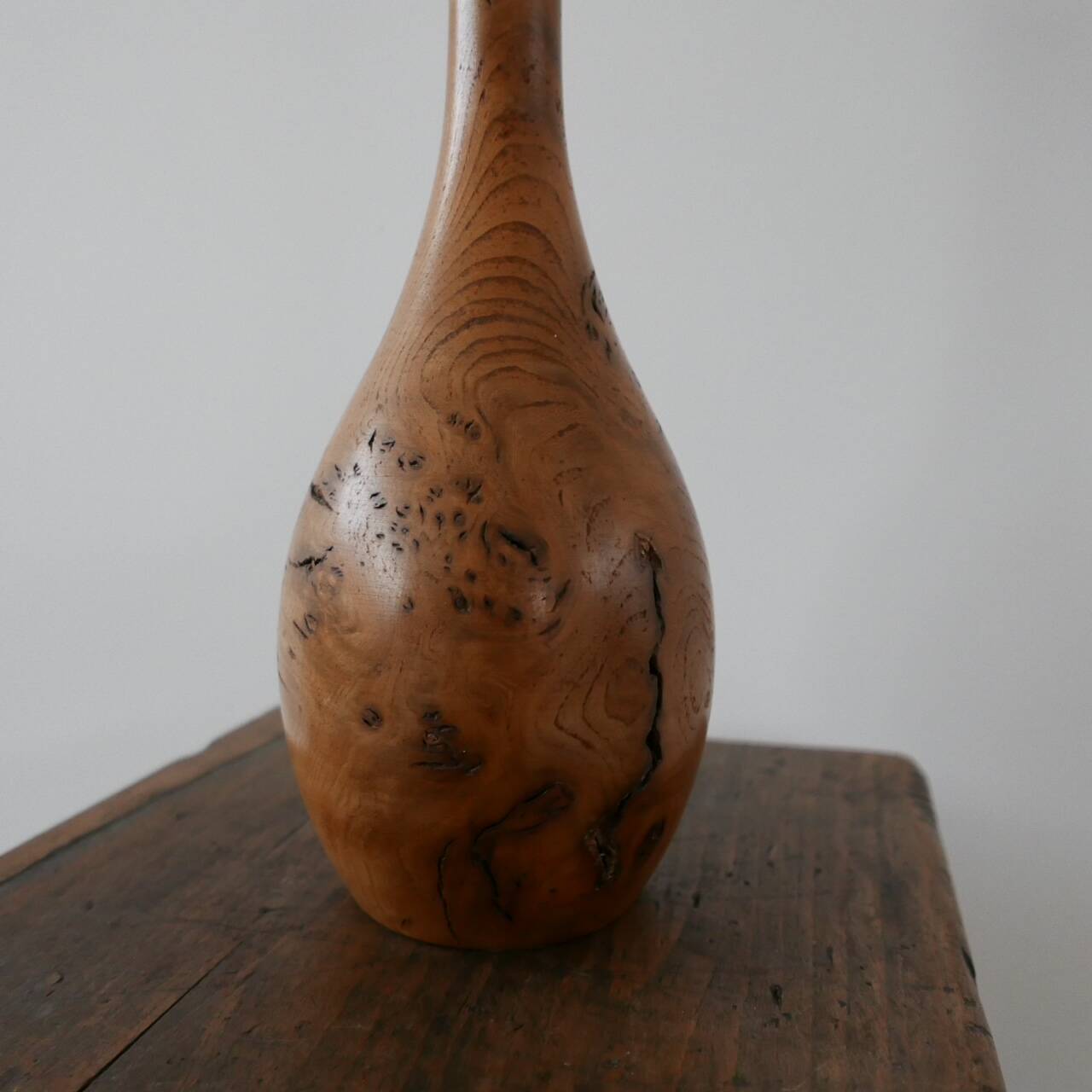 Mid-Century English Burr Wood Table Lamp