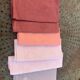 6 large dyed cotton napkins, shades of pink, embroidered and monograms, old, linen