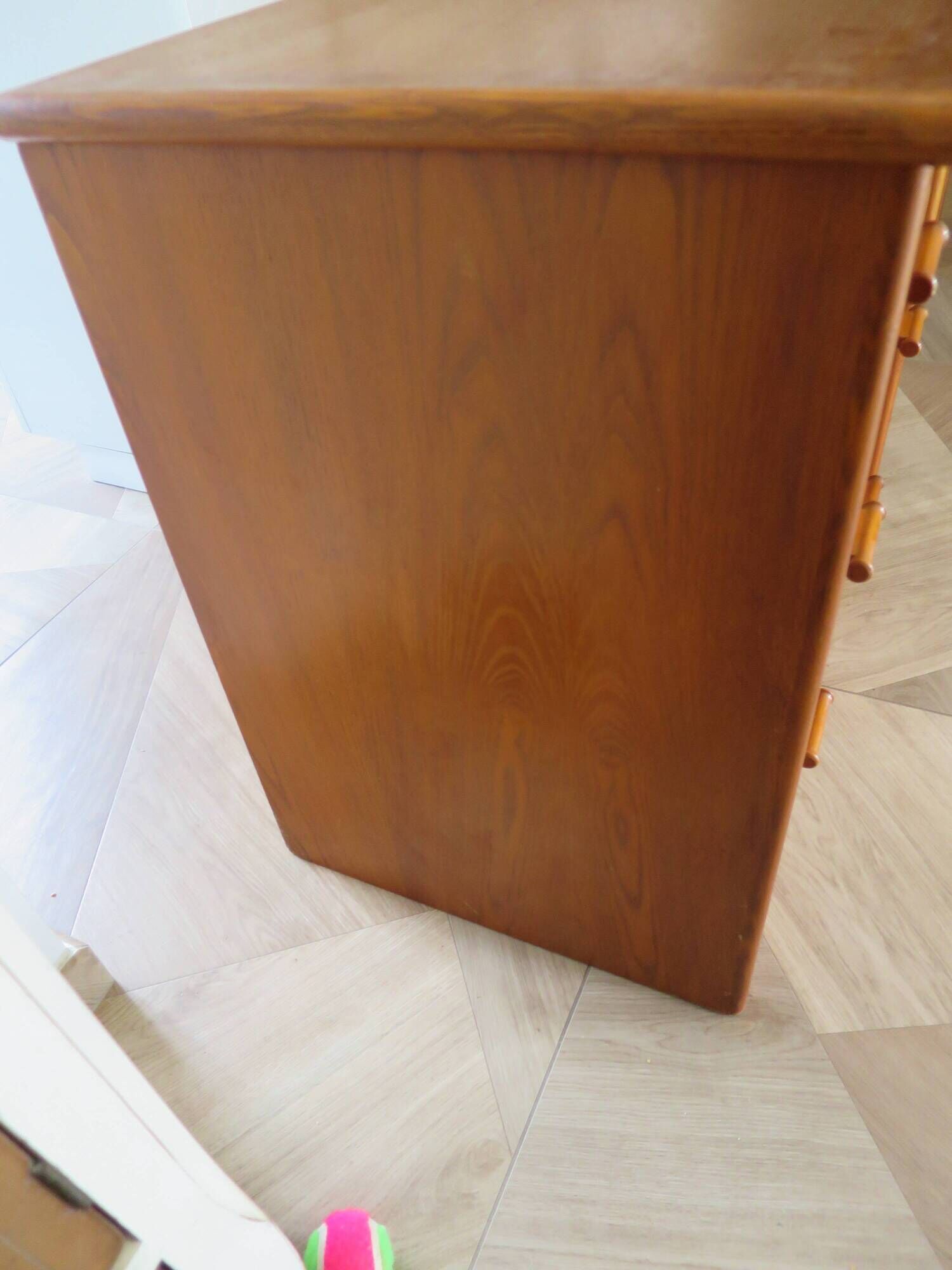 Vintage cane rattan desk with a large top and 5 drawers - 1960s/70s.