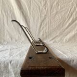 Vintage wall-mounted coat rack in solid wood - 3 cast aluminum hooks