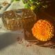 Vintage amber Buder crystal box. Lead crystal.