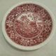 Old earthenware dessert plate, red country-style decoration by Villeroy and Boch.